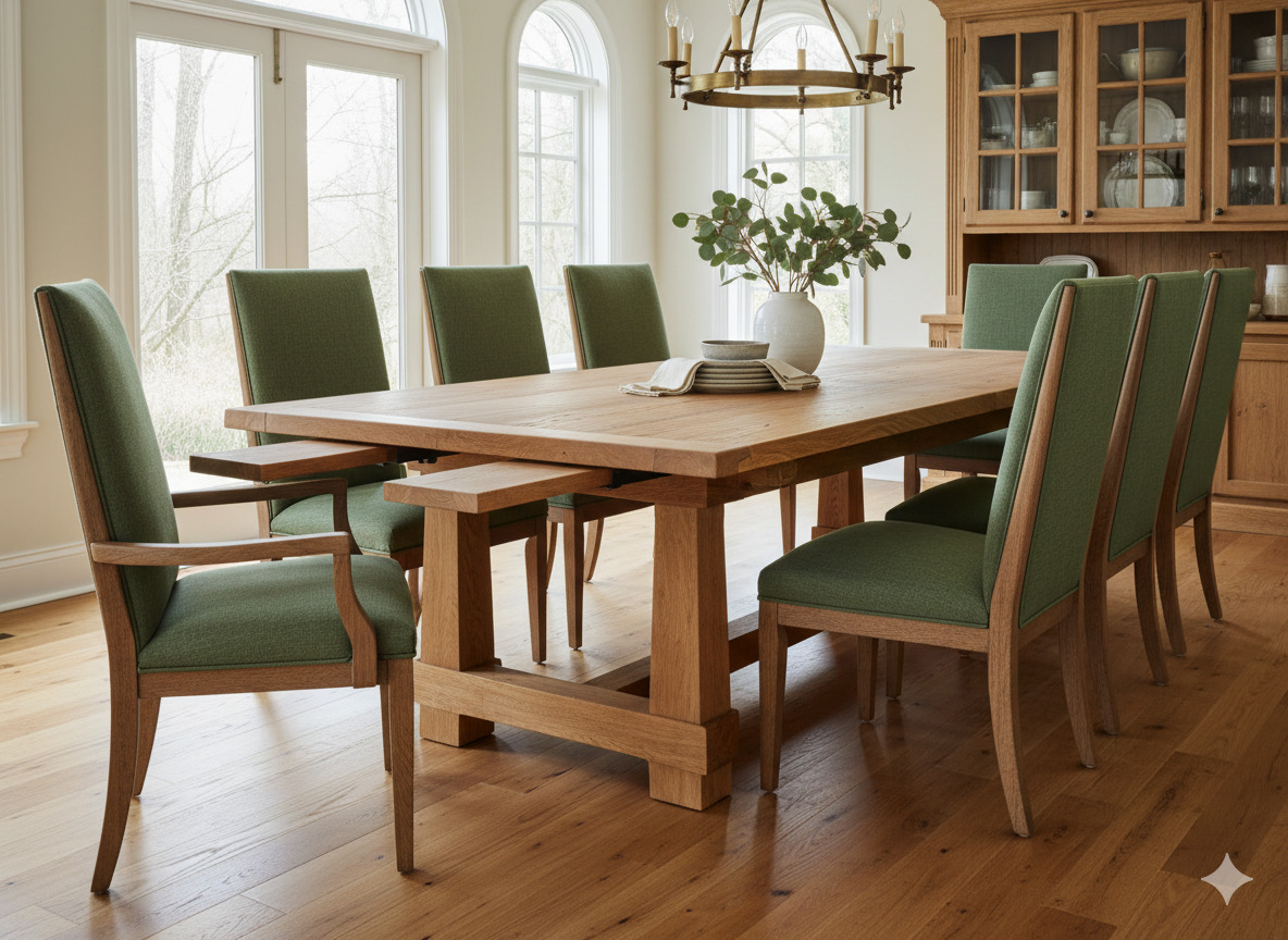 Custom dining table in oak